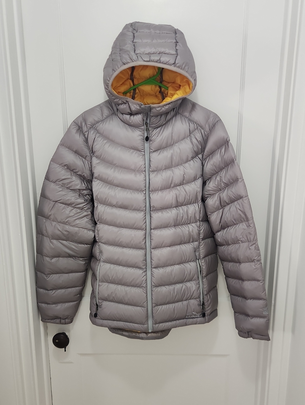 L.L. Bean Women's Grey Down Jacket Coat With Hood Size Large